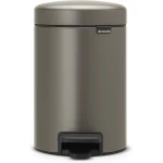Brabantia NewIcon Pedal Bin 3L Platinum Soft Close Lid, Removable Plastic Inner Bucket, Supports Ocean Cleanup, 10-Year Guarantee Stylish Trash Can for Bathroom or Office - Brabantia
