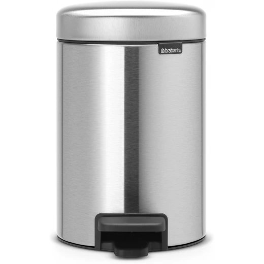 Brabantia NewIcon Pedal Bin 3L Matt Steel Fingerprint Proof, Soft Close Lid, Removable Plastic Inner Bucket, Supports Ocean Cleanup, 10-Year Guarantee