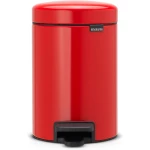 Brabantia NewIcon Pedal Bin 3L Red Soft Close Lid, Removable Plastic Inner Bucket, Supports Ocean Cleanup, 10-Year Guarantee Stylish Small Trash Can for Bathroom or Office - Brabantia