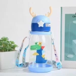 Water Bottle Cute Design, blue and beige600 Ml