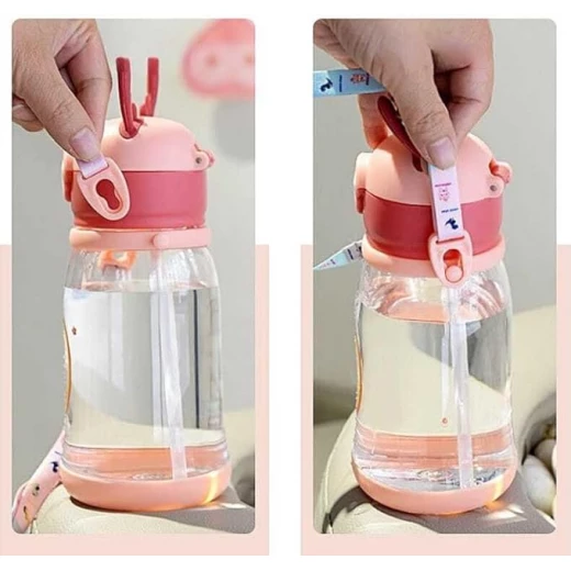 Water Bottle Cute Design, blue and beige600 Ml - Image 2