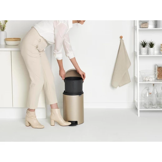 Brabantia NewIcon Pedal Bin 12L Gold Soft Close, Odor-Proof, Corrosion-Resistant  Space-Saving and Easy to Clean - Brabantia - Image 2
