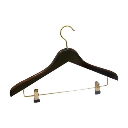 Weber Wooden Hanger with Clips Dark Wood 45cm Skirt & Pants Hanger with Strong Grip & Elegant Finish Weber Wooden Hanger with Clips Dark Wood 45cm Skirt & Pants Hanger with Strong Grip & Elegant Finish