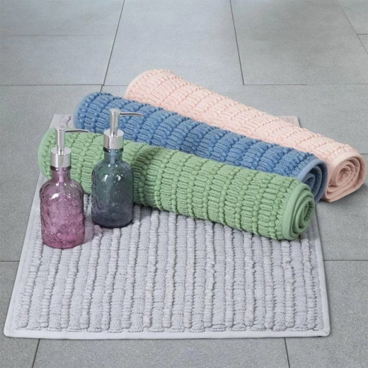 Spirella Ada Bath Rug Blue 100% Cotton Non-Slip Bathroom Mat, 50x80cm Washable & Quick-Dry - Spirella - Image 2