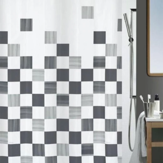Spirella Paris Collection Textile Shower Curtain, 180 x 200, 100% Polyester, Grey Spirella Paris Collection Textile Shower Curtain, 180 x 200, 100% Polyester, Grey