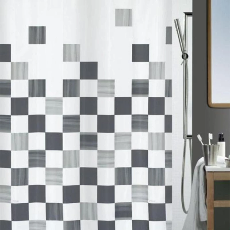 Spirella Paris Collection Textile Shower Curtain, 180 x 200, 100% Polyester, Grey - Spirella
