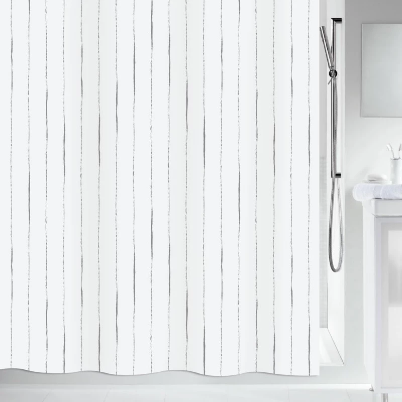 Spirella Alina Shower Curtain Grey, 180x200 cm, 100% Polyester, Anti-Mould & Antibacterial, Water-Repellent, Easy-Clean, Opaque - Spirella