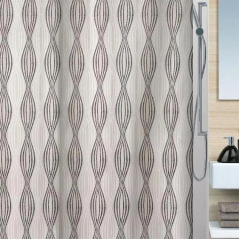 Spirella Nahla Shower Curtain Sand Black, 180x200 cm, 100% Polyester, Anti-Mould & Antibacterial, Water-Repellent, Easy-Clean, Opaque - Spirella