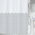 ستارة حمام تصميم الأمواج أبيض-أسود، 180×200 سم، 100٪ بوليستر، مقاومة للعفن والبكتيريا، طاردة للماء، سهلة التنظيف من سبيريلا - سبيريلا
