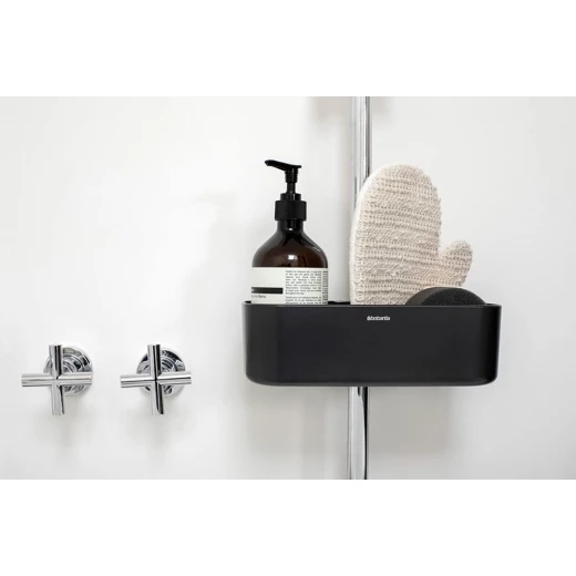 ReNew Shower Caddy Dark Grey, Rust-Resistant, No-Drill Mounting, Compact & Adjustable, Fits 16–28mm Shower Rods, 2kg Load Capacity - Brabantia - Image 3