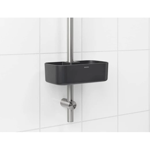 ReNew Shower Caddy Dark Grey, Rust-Resistant, No-Drill Mounting, Compact & Adjustable, Fits 16–28mm Shower Rods, 2kg Load Capacity - Brabantia - Image 4