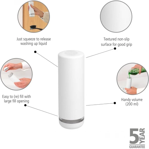 Brabantia SinkStyle Soap Squeezer Washing Up Liquid Dispenser (Fresh White) Non-Drip, Easy Refill Screw Bottom, Easy Grip, Stylish Kitchen Accessory 190 ml - Brabantia - Image 6