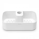 ReNew Shower Caddy White, Rust-Resistant, No-Drill Mounting, Compact & Adjustable, Fits 16–28mm Shower Rods, 2kg Load Capacity - Brabantia