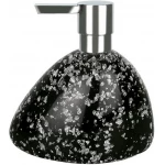 Spirella Etna Soap Dispenser Black with Subtle Glitter, Durable Polyresin, Stable Weighted Base, Easy Refill, 14.5 x 13.5 cm Elegant Bathroom Accessory - Spirella