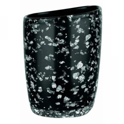 Spirella Etna Tooth Mug Black Glitter Effect, Polystone Tumbler, Durable & Moisture-Resistant, 12.5x9 cm, Elegant Bathroom Cup