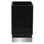 Spirella Roma Toothmug Black & Silver, Porcelain, 7x12 cm, Durable & Moisture-Resistant, Glossy Finish, Modern Bathroom Tumbler - Spirella