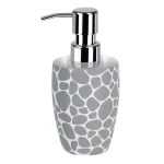 Spirella Darwin Pebble Soap Dispenser Grey, 14.5 x 8 cm, Stone-Look Bathroom Accessory, Durable Ceramic Pump Bottle - Spirella