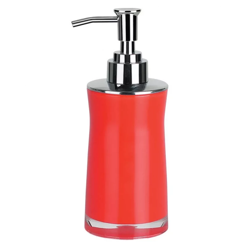 Spirella Sydney Soap Dispenser Red with Silver Accents, 18.5 cm Height, Durable Acrylic, Refillable, Stylish Bathroom Accessory - Spirella