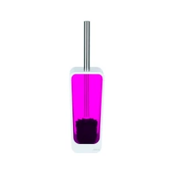 Spirella Vision Toilet Brush Transparent Acrylic, Dia 19.5 cm x H 39 cm, Modern Floor-Standing Design, Easy-Clean & Durable Fuchsia