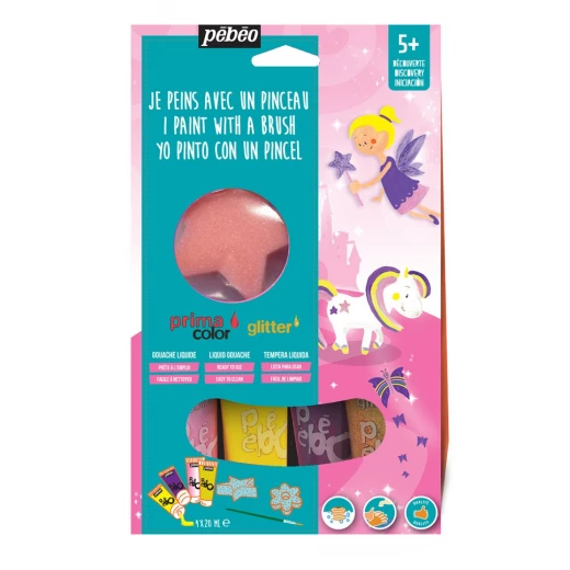 Pebeo Primacolor Kids' Gouache Paint Set Fairy-Themed Metallic Tempera Kit 4 Ready-to-Use Poster Paints, Brush & Foam Stamps Washable, Water-Based, Non-Toxic Smooth Matte Finish Pebeo Primacolor Kids' Gouache Paint Set Fairy-Themed Metallic Tempera Kit 4 Ready-to-Use Poster Paints, Brush & Foam Stamps Washable, Water-Based, Non-Toxic Smooth Matte Finish