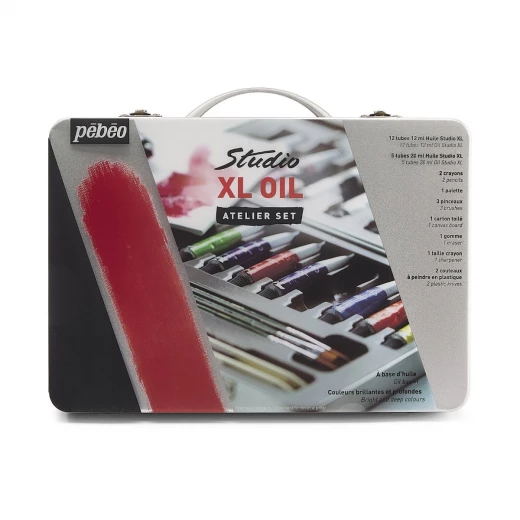 Pébéo XL Fine Oil Paint Set, 12 x 12ml + 5 x 20ml Tubes + Complete Accessories, Metal Atelier Case, Professional Quality for Beginners & Amateurs Pébéo XL Fine Oil Paint Set, 12 x 12ml + 5 x 20ml Tubes + Complete Accessories, Metal Atelier Case, Professional Quality for Beginners & Amateurs