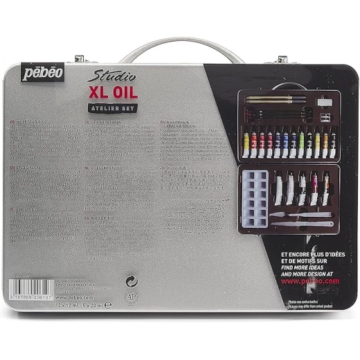 Pébéo XL Fine Oil Paint Set, 12 x 12ml + 5 x 20ml Tubes + Complete Accessories, Metal Atelier Case, Professional Quality for Beginners & Amateurs - Pebeo - Image 2