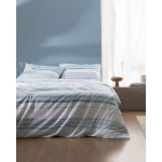 طقم غطاء لحاف كينغ من سوريل قطن رانفورس 100%، لون فيروزي، 4 قطع غطاء لحاف 240×220 سم، ملاءة مطاطية 240 من مدام كوكو×260 سم، 2 كيس وسادة، صناعة تركية - مدام كوكو
