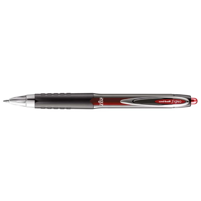 Uni-Ball Signo UMN207 Gel Pen, 0.4 mm Fine Tip, Red Ink, Smooth Writing, Translucent Barrel, Metal Clip, Precise Gel Rollerball Pen - uniball