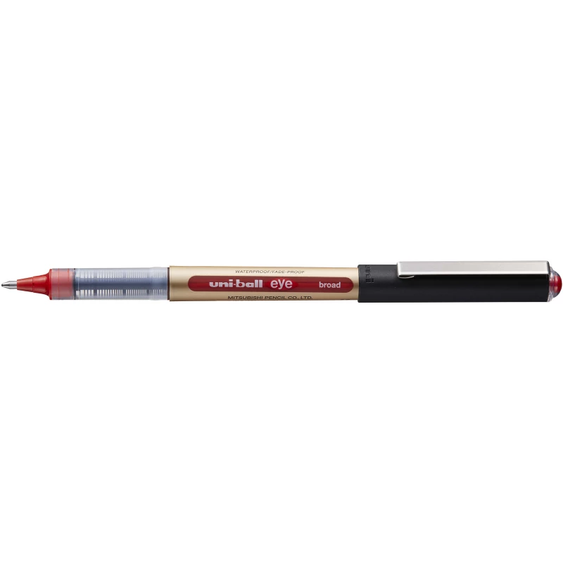 Uni-Ball Eye Broad Rollerball Pen,1.0 mm Bold Tip, Red Ink, UB150-10 BX, Smooth Writing with Uni Super Ink, Fade-Resistant, Rose-Gold Barrel - uniball