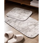 طقم دعاسات حمام إيز, قطعتان، رمادي، 50×80 + 45×50 سم، بوليستر 100%، قاعدة مانعة للانزلاق، ملمس ناعم، ارتفاع الوبر 10 مم، صناعة تركية - مدام كوكو