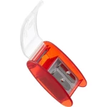 KUM AS2 Two-Hole Automatic Long Point Pencil Sharpener, Red, High-Carbon Steel Blades, Smooth & Precise Sharpening, Compact Polystyrene Container, Durable & Portable - Kum