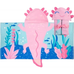 Stephen Joseph, Kids Hooded Bath Beach Towel, Girls and Boys Towel, Swim Pool Cover Up Super Absorbent Cute Characters, Axolotl