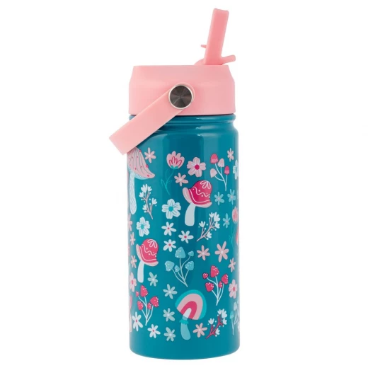 Stephen Joseph Insulated Stainless Steel Water Bottle With Handle Mushroom 414ml 3+ Years Stephen Joseph Insulated Stainless Steel Water Bottle With Handle Mushroom 414ml 3+ Years