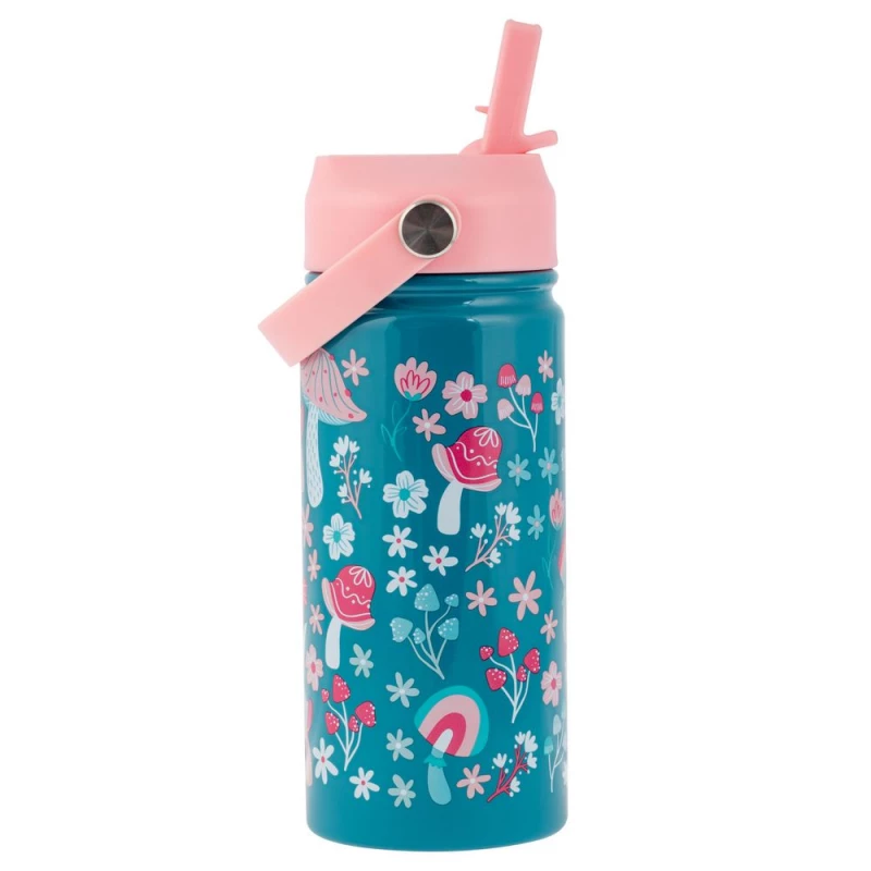 Stephen Joseph Insulated Stainless Steel Water Bottle With Handle Mushroom 414ml 3+ Years - Stephen Joseph