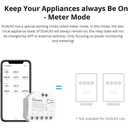 وحدة التبديل الذكية DUALR3 Lite، مفتاح ستارة ذكي يعمل بالواي فاي، ستارة DIY بمرحل مزدوج، ستائر، مصراع دوار، مفتاح ذكي ثنائي الاتجاه، متوافق مع مساعد أليكسا وجوجل (عبوة واحدة) من سون اوف - سونوف - Image 4