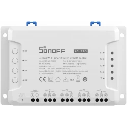 SONOFF 4CHPROR3 WiFi Smart Switch 4 Gang Light Switch Inching/Self-Locking/Interlock 433MHz RF Remote Control Switch, Compatible with Alexa/Google Home, Timer Function, No Hub Required