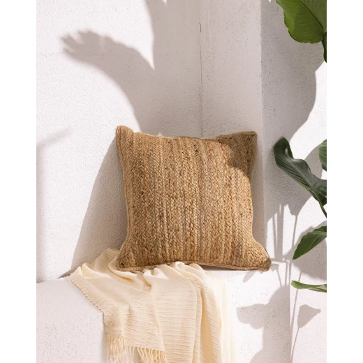 غطاء وسادة لوفر الطبيعي مقاس 50×50 سم، مزيج 50% قطن و50% جوت، غطاء وسادة مربع ناعم وأنيق من مدام كوكو غطاء وسادة لوفر الطبيعي مقاس 50×50 سم، مزيج 50% قطن و50% جوت، غطاء وسادة مربع ناعم وأنيق من مدام كوكو