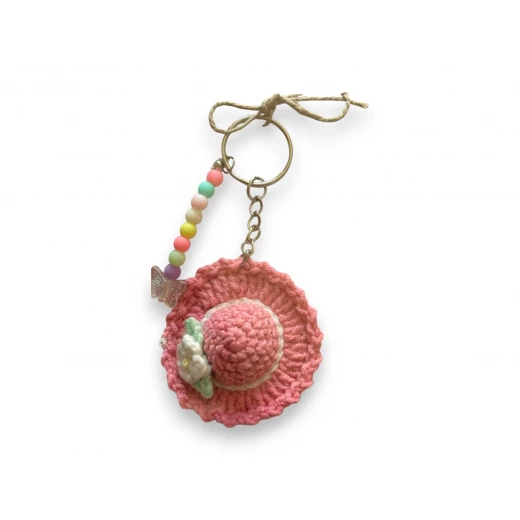 Gifted Yarns, Cute Hat with pearl beads Keychain, Multicolor, 5.5 cm Gifted Yarns, Cute Hat with pearl beads Keychain, Multicolor, 5.5 cm