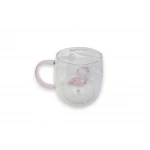 Timeless Gifts Elegant Glass Cup with Pink Flamingo Design, 350ml, 1 Piece, Aesthetic Cup for Hot & Cold Drinks,Cute Gift for Her - Timeless gifts