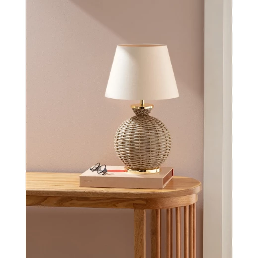مصباح طاولة روزييه, لون طبيعي، مادة بلاستيك، مقاس 30 ×30×52 سم، تصميم حديث مع سلك أسود, صناعة تركية من مدام كوكو - مدام كوكو - Image 3