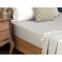 Madame COCO Manon Single Size Ranforce Fitted Sheet 100% Cotton Grey Elastic Bed Sheet 100x200 cm Soft Breathable Does Not Fade or Shrink