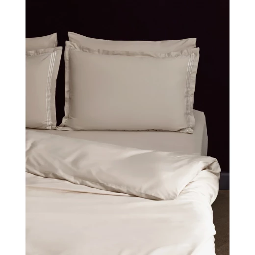 Madame COCO Clarette King Size Bamboo Satin Duvet Cover Set, 6-Piece Bedding Set, Beige, Ultra Soft 60% Bamboo 40% Cotton, Breathable, Silky Feel, 240x220 cm - Madame COCO - Image 6