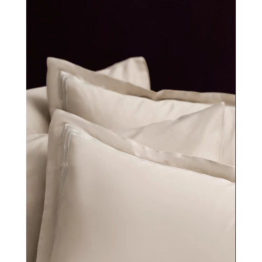 Madame COCO Clarette King Size Bamboo Satin Duvet Cover Set, 6-Piece Bedding Set, Beige, Ultra Soft 60% Bamboo 40% Cotton, Breathable, Silky Feel, 240x220 cm - Madame COCO - Image 4