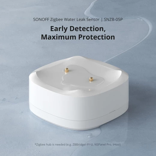 جهاز استشعار تسرب المياه SNZB-05P Zigbee مع كابل كشف لنظام الإنذار وأتمتة المنزل الذكي، كاشف فيضانات لاسلكي صغير للمطبخ والحمام والبدروم، عبوة واحدة - سونوف - Image 2