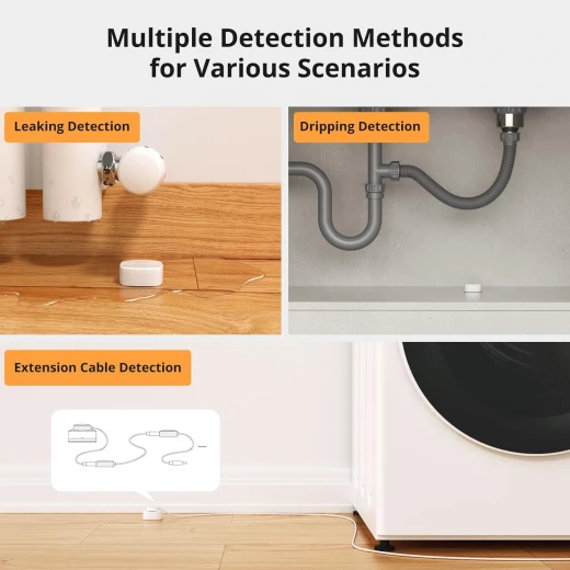 جهاز استشعار تسرب المياه SNZB-05P Zigbee مع كابل كشف لنظام الإنذار وأتمتة المنزل الذكي، كاشف فيضانات لاسلكي صغير للمطبخ والحمام والبدروم، عبوة واحدة - سونوف - Image 4