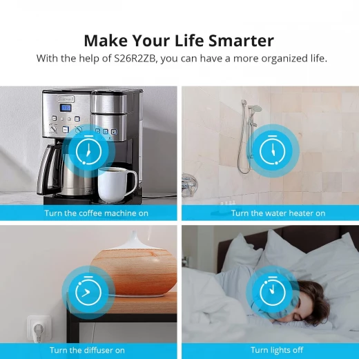 مقبس SONOFF Zigbee مع مفتاح مؤقت، مقبس ذكي S26R2 مع وضع مؤقت والتحكم الصوتي، مقبس المنزل الذكي، قابس ذكي يعمل مع Alexa/Google Home/Echo Dot وIFTTT، 16 أمبير - سونوف - Image 3