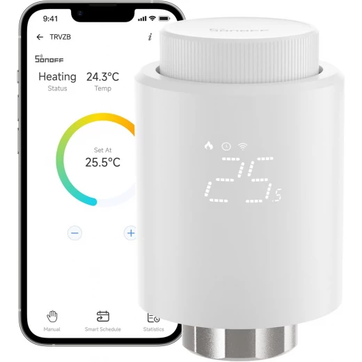 صمام تدفئة الحرارة SONOFF Zigbee، تدفئة الحرارة الذكية تدعم التحكم عن بعد بالتطبيق والتوقيت، يتطلب محور Zigbee 3.0، متوافق مع Amazon Alexa/Google Home.