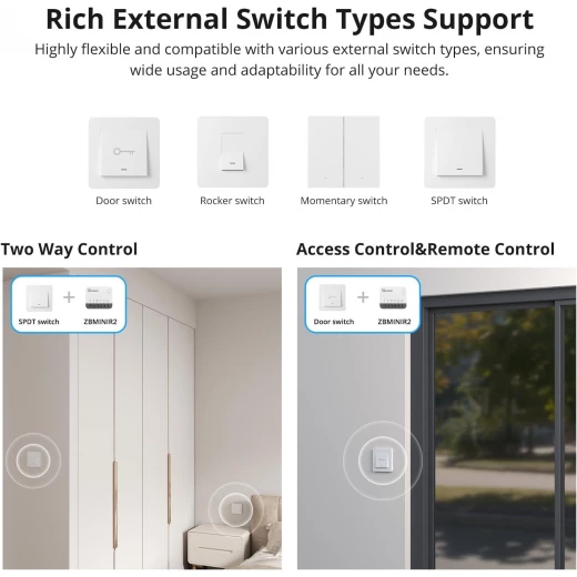 مفتاح إضاءة ذكي SONOFF ZigBee، يتطلب محور من سونوفZigbee، تحكم صوتي ذكي مع Alexa وGoogle Home، يتطلب خطًا محايدًا، جهاز منزلي ذكي، مفتاح Zigbee ZBMINIR2 - سونوف - Image 5