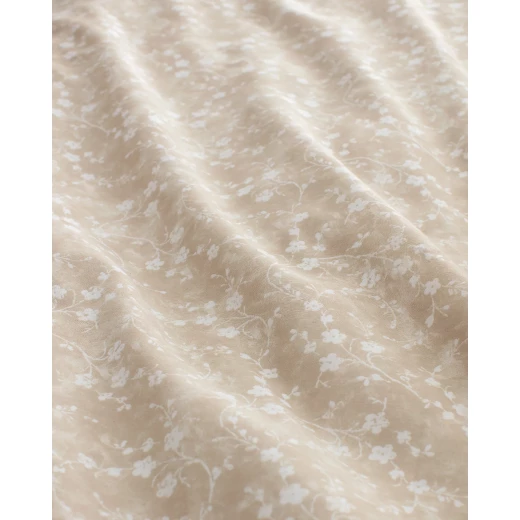 طقم غطاء لحاف فاينس حجم كينج 100% قطن رانفورس مطبوع - بيج، غطاء لحاف 240×220 سم + شرشف + 2 وسائد، صناعة تركية من مدام كوكو - مدام كوكو - Image 2