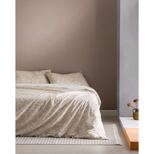 طقم غطاء لحاف فاينس حجم كينج 100% قطن رانفورس مطبوع - بيج، غطاء لحاف 240×220 سم + شرشف + 2 وسائد، صناعة تركية من مدام كوكو طقم غطاء لحاف فاينس حجم كينج 100% قطن رانفورس مطبوع - بيج، غطاء لحاف 240×220 سم + شرشف + 2 وسائد، صناعة تركية من مدام كوكو